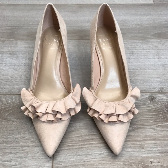Kaari Blue Shoes - Kaari Blue | Pale Pink Cadence Ruffle Kitten Heels